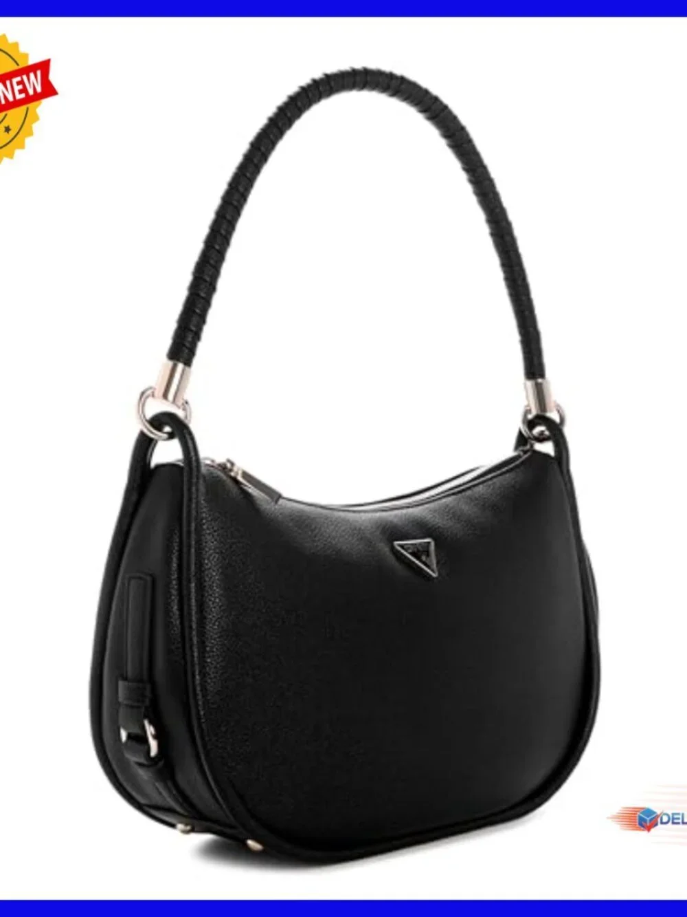 Hobo Shoulder Bag with Gold Hardware, Polyurethane, One Size